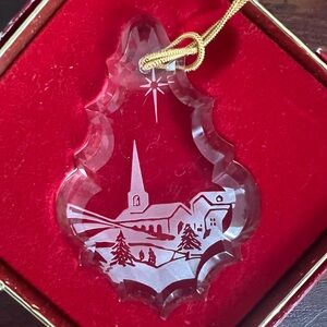 1986 Lenox Crystal Pendant Ornament "Silent Night" Etched Church in Box Vtg